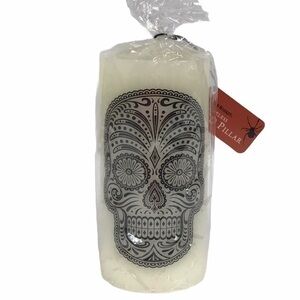 Sugar Skull Flameless Pillar Candle